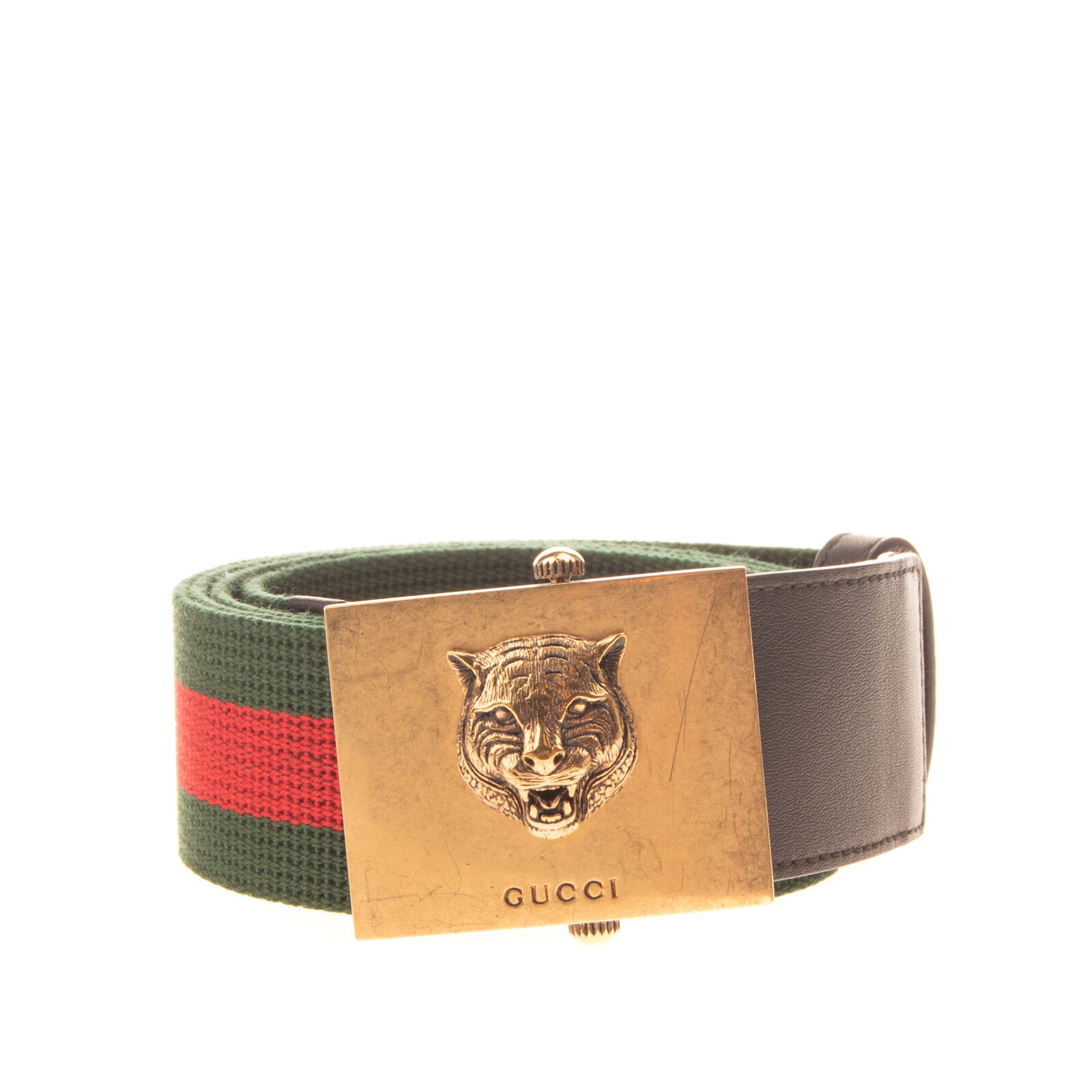 gucci tiger buckle web belt