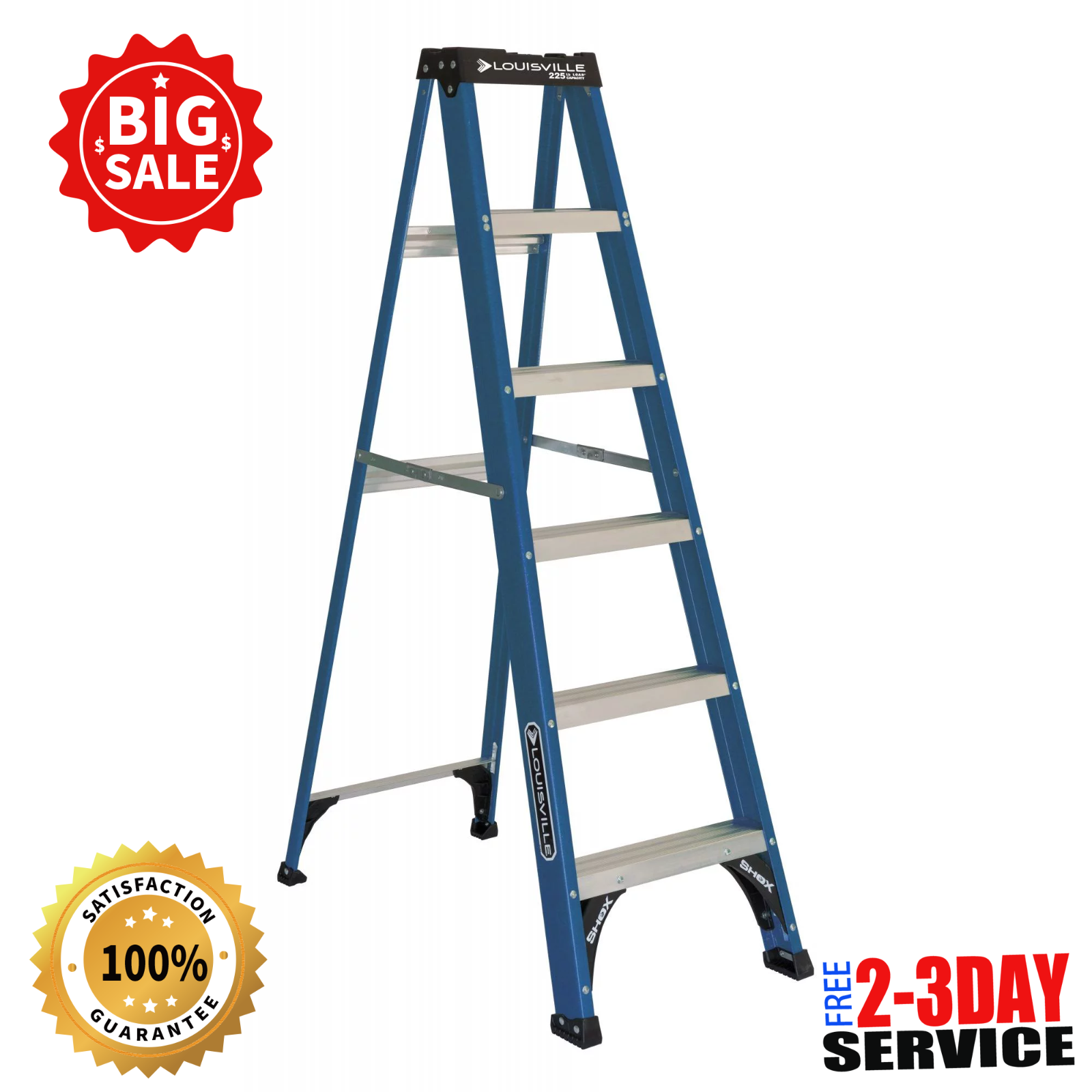 NEW Ladder 6 ' Fiberglass Step, 10' Reach, 225-lb, Load Capacity, W-3217-06