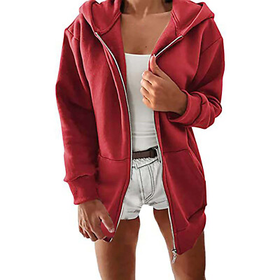 Women's Oversized Zip Up Hoodies Sweatshirts Teen Girl Fall Casual Jackets Coat