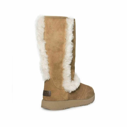 Pre-owned Ugg Sundance Waterproof Chestnut Suede Sheepskin Women's Boots Size Us 6 In Brown