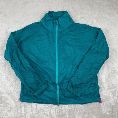 Fabletics Rain Jacket Women Small Green Nylon Performance Ripstop Long Sleeve