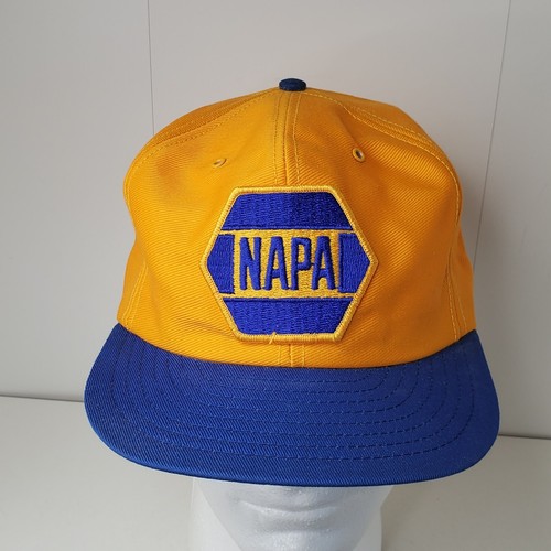 VTG NAPA Patch Snapback Hat Yellow Trucker Louisville Mfg KY USA Full Foam Cap