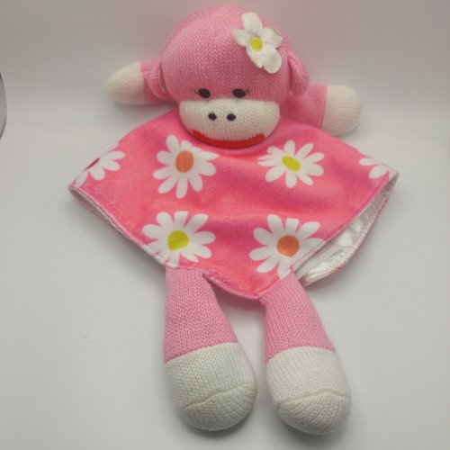 Monkey Security Blanket W/ Daisy's Flowers Lovey Lovie