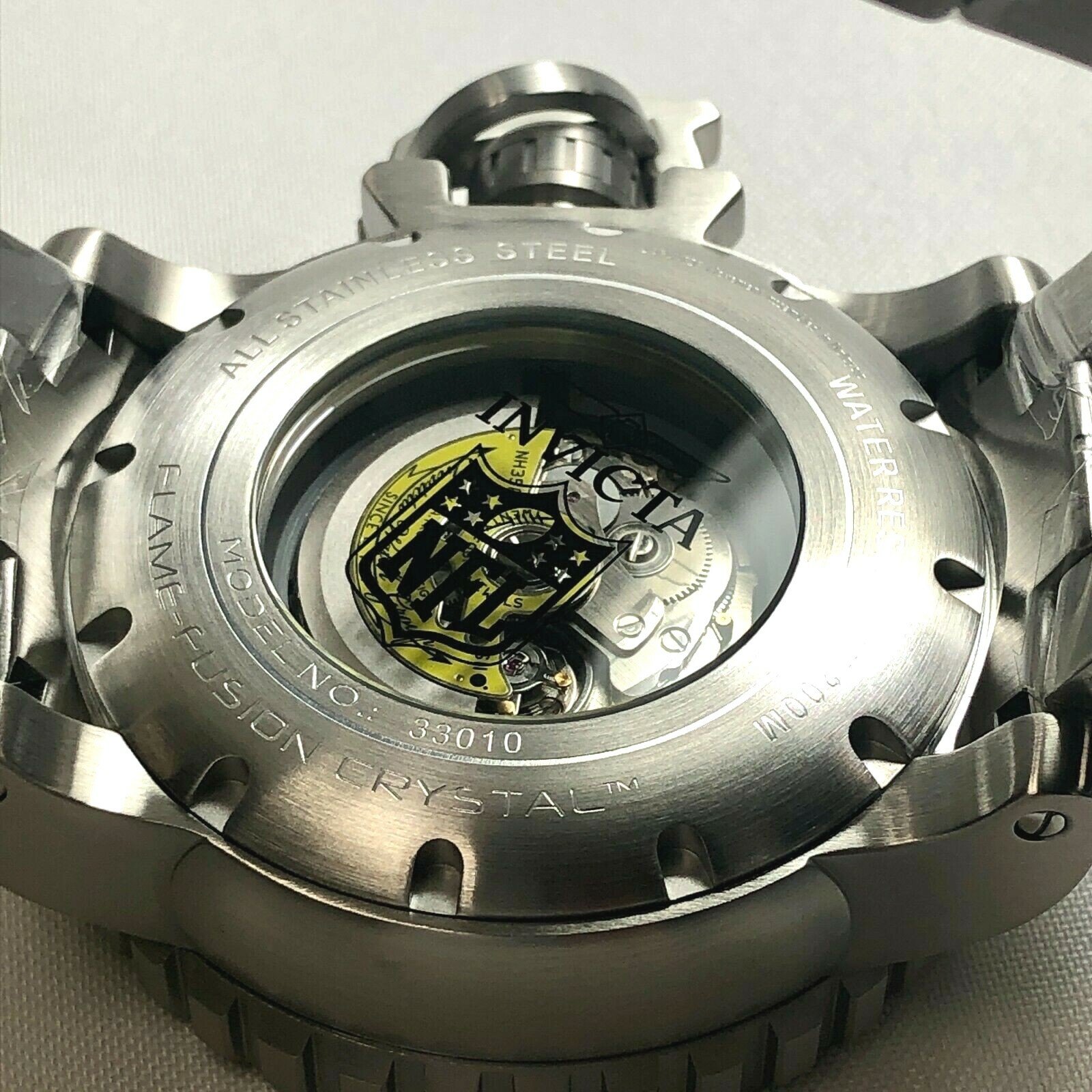 Pre-owned Invicta 33010 Nfl 58mm Sea Hunter Gen Ii Auto Bracelet - Jacksonville Jaguars