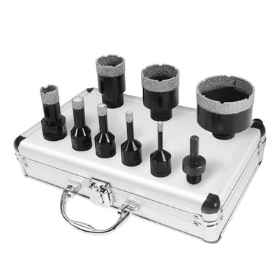 9PCS Diamond Hole Saw Kit Vacuum Brazed Core Drill Bits for Glass Marble Granite