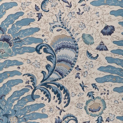 BRUNSCHWIG & FILS LA MENAGERIE TROPICAL FERN FLORAL PRINT FABRIC 10 YARDS SKY