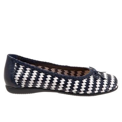 

Trotters Gillian T2122-418 Женские синие узкие кожаные балетки на плоской подошве, Синий, Trotters Gillian