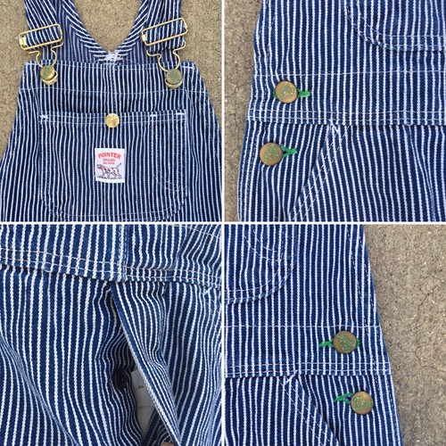 Pointer Brand Overalls Striped Denim Made In USA Kids Size 4 Blue & White