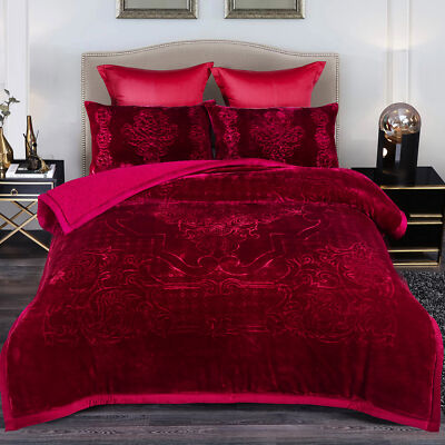 3 Ply Heavy Thick Warm Sherpa Blanket Comforter Set & 2 Pillow Shams 8Lbs Queen