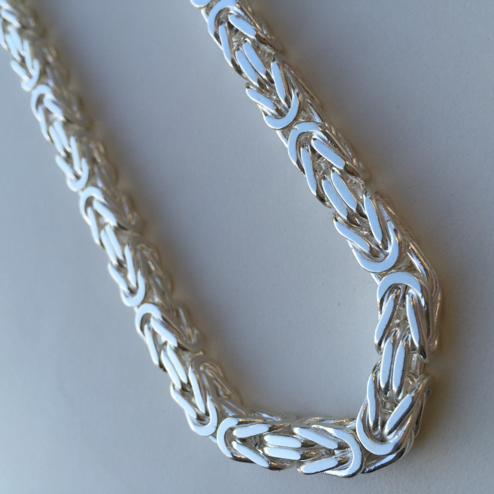Pre-owned Handmade 8mm 925 Sterling Silver Mens Chain Necklace Byzantine Silver Chain 20inch 175gr