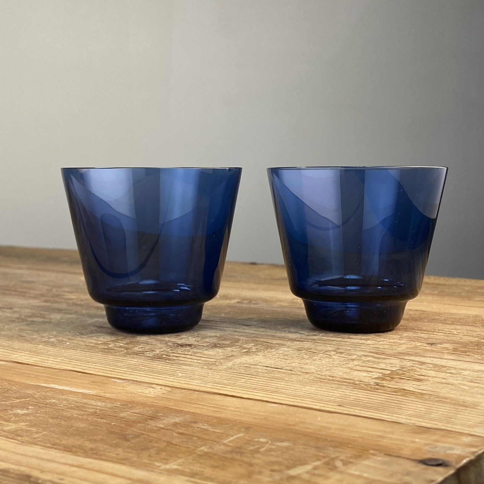 Timo Sarpaneva Iittala i - 106 Linja i Series Short Blue Tumblers Cups Finland