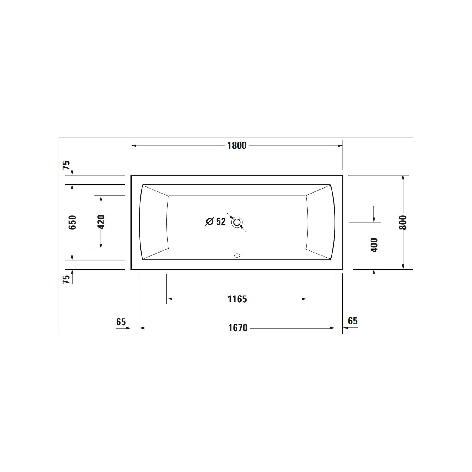 DURAVIT Daro Badewanne Rechteckig 1800x800mm Wanne Weiß Rückenschräge - Bild 5 von 6