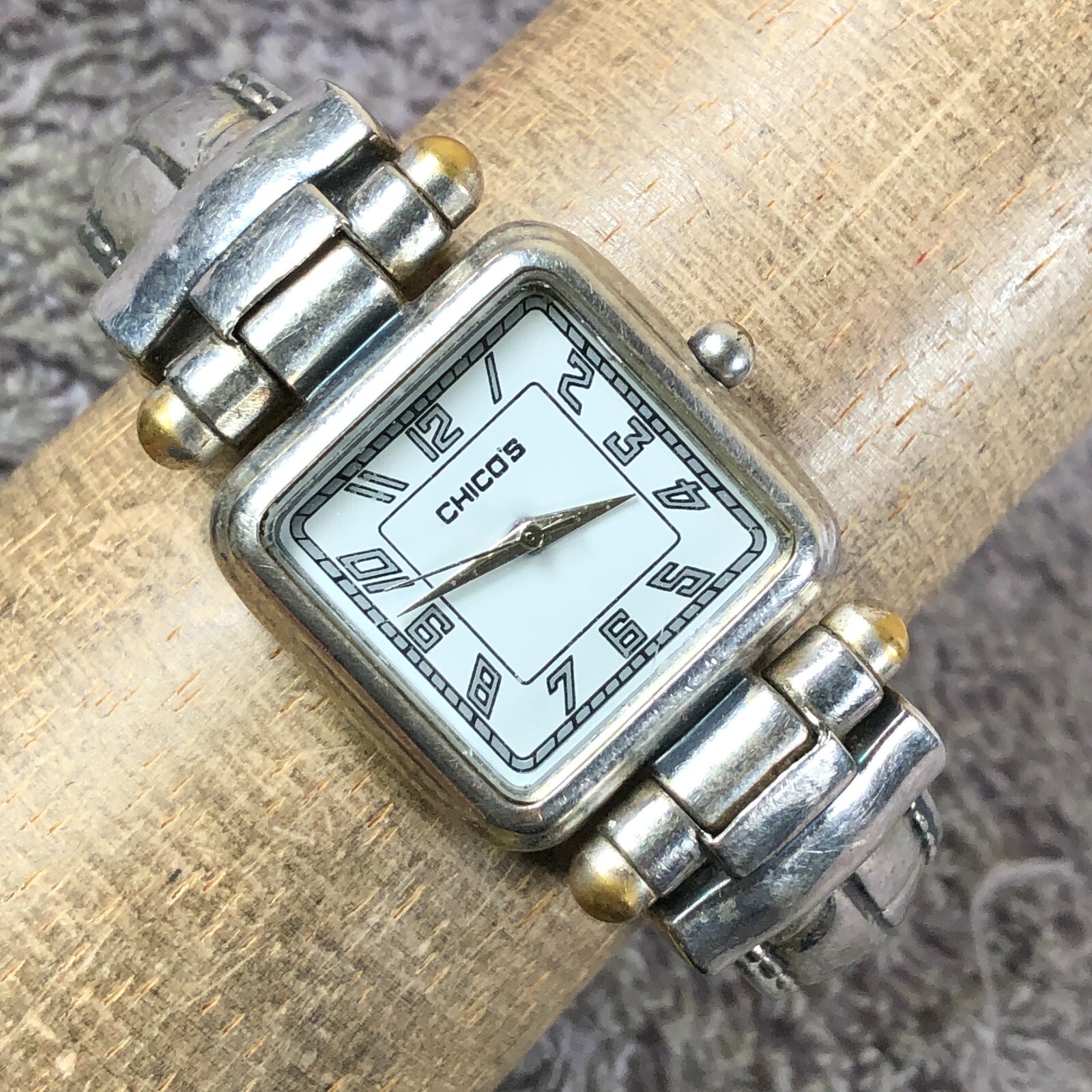 Chico's Women CH-201 Dress Silver Tone Bangle Square Quartz