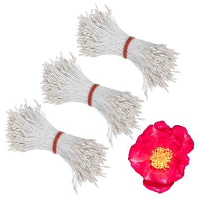 1080 Pack Double Heads Flower Stamen-1mm Flower Pistil for DIY(White)