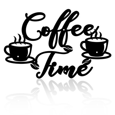 coffee time Word Sign Metal Wall Decor Black Metal Hanging Wall Home Decorati...