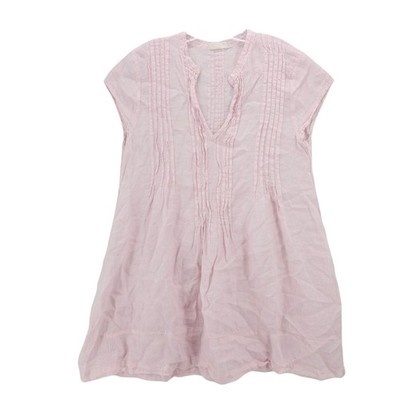 CP SHADES Regina Cap Sleeve Tunic Top Pintuck Pleated Pink Chambray LARGE