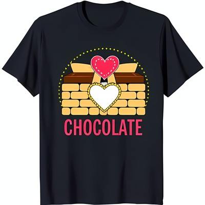 Chocolate Lover's Black T-Shirt Fun Whimsical Design in