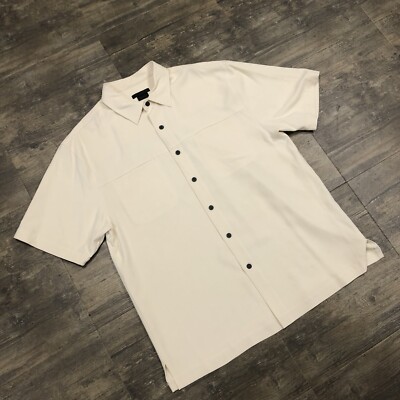 Jordan Brand TWO3 Men Size XXL Button Shirt Cream 100% Silk