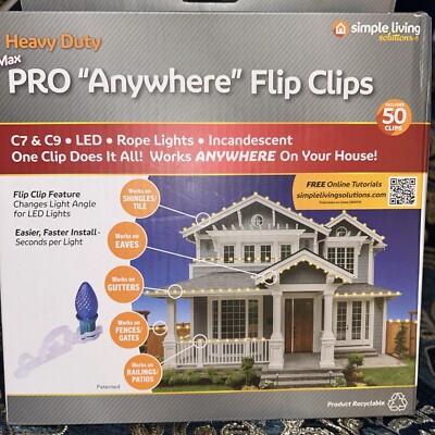 Simple Living Solution's Max Pro Anywhere Seasonal Light Strand Flip Clips 50 Ct
