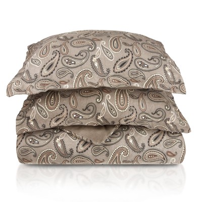 Simple Luxury Paisley and Solid Flannel Cotton Duvet Cover Set