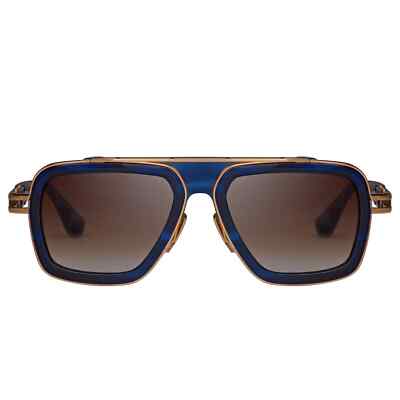 Pre-owned Dita Lxn-evo Dts403-a-03 Blue Swirl Yellow Gold Brown Gradient Lens Sunglasses