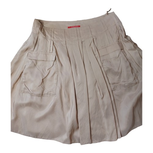 Prada Cream Silk Skirt Mini or Knee Length A Line Full 42 8