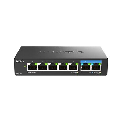D-Link 7-Port 2.5GB Unmanaged Gaming Switch with 2 x 2.5G - Multi-Gig, Networ...