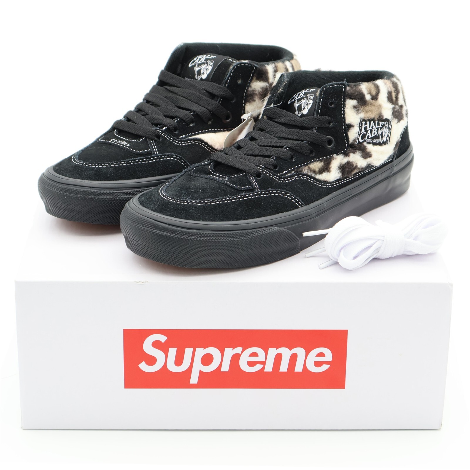 VN0A5KYABMA Supreme Vans Skate Leopard Half Cab 92 Black VN0A5KYABMA Supreme Vans Skate Leopard Half Cab 92 Black
