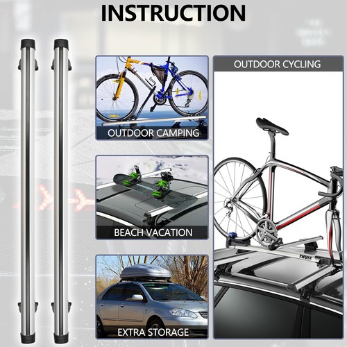 2x 46"Car Universal Top Roof Rack Cross Bar Luggage Cargo Carrier Rails Aluminum