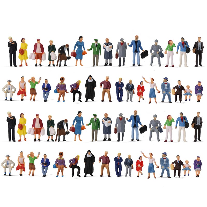 60stk. Spur H0 1:87 Sitzende Stehende Figuren Modellbausatz Passagiere