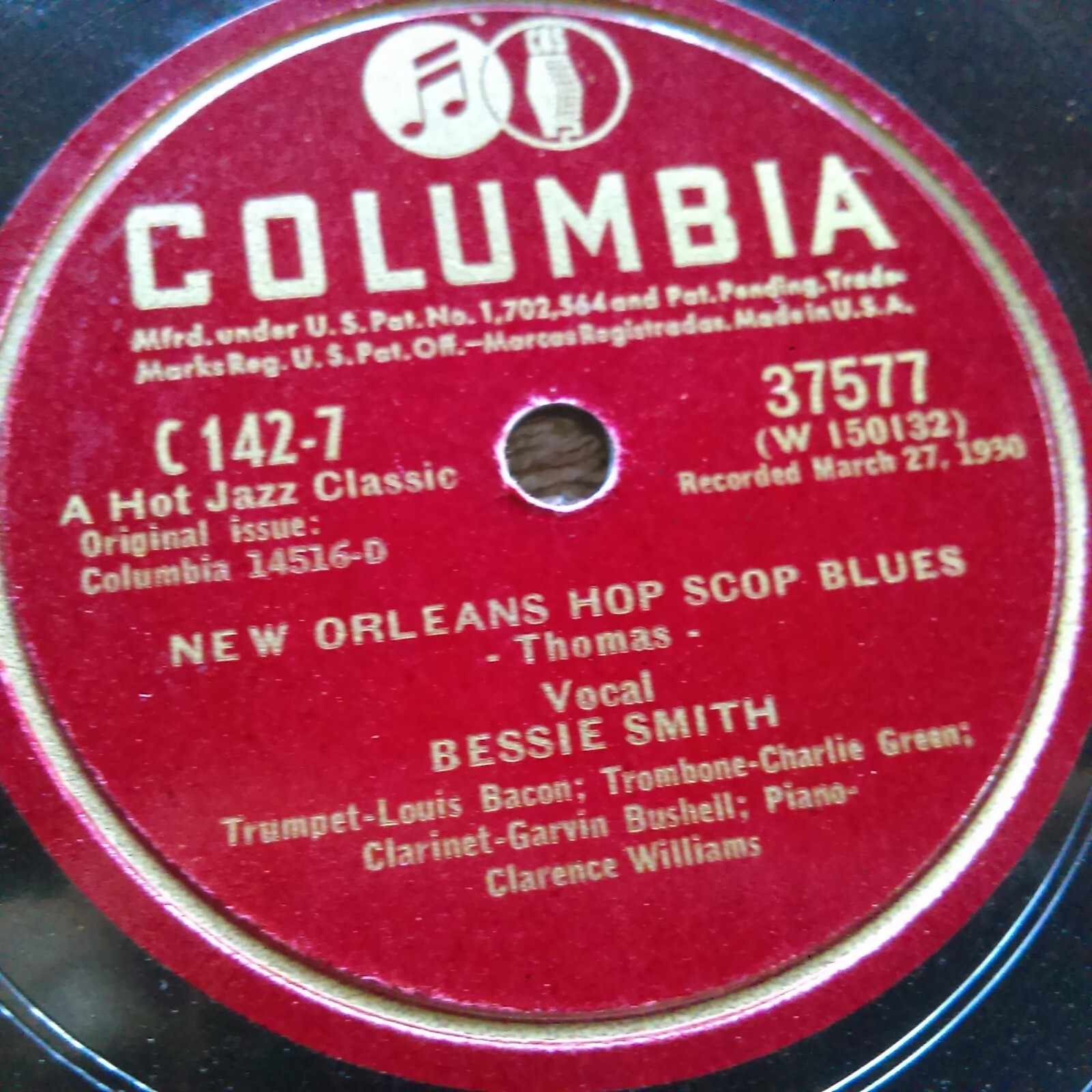 S  78 rpm Columbia 37577, Bessie Smith, Hop Scop, Down and Out