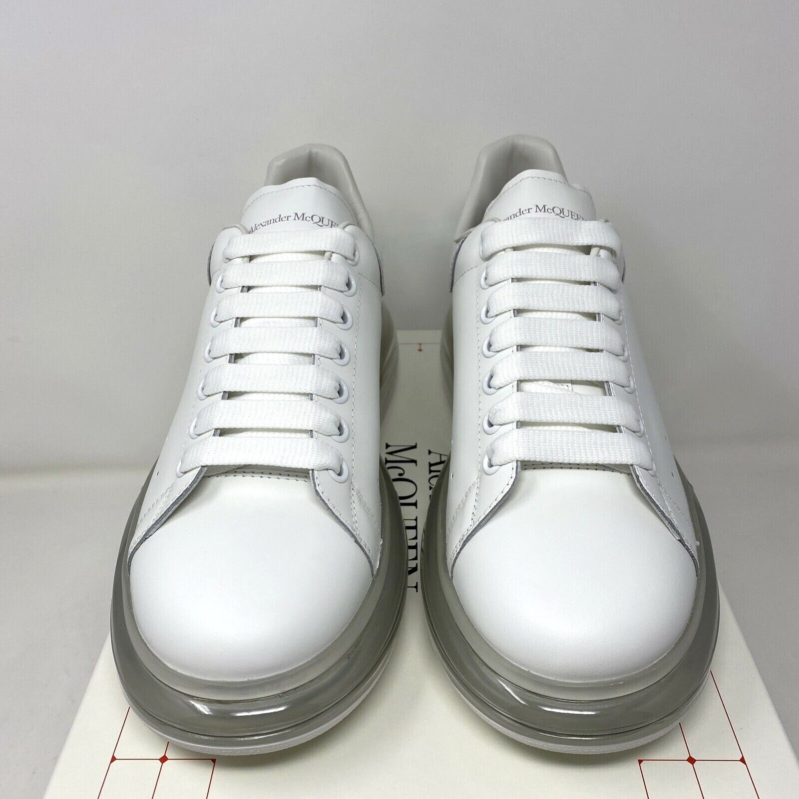 Pre-owned Alexander Mcqueen Men's Clear Sole Leather Sneakers Size 10 Us/ 43 Eu White