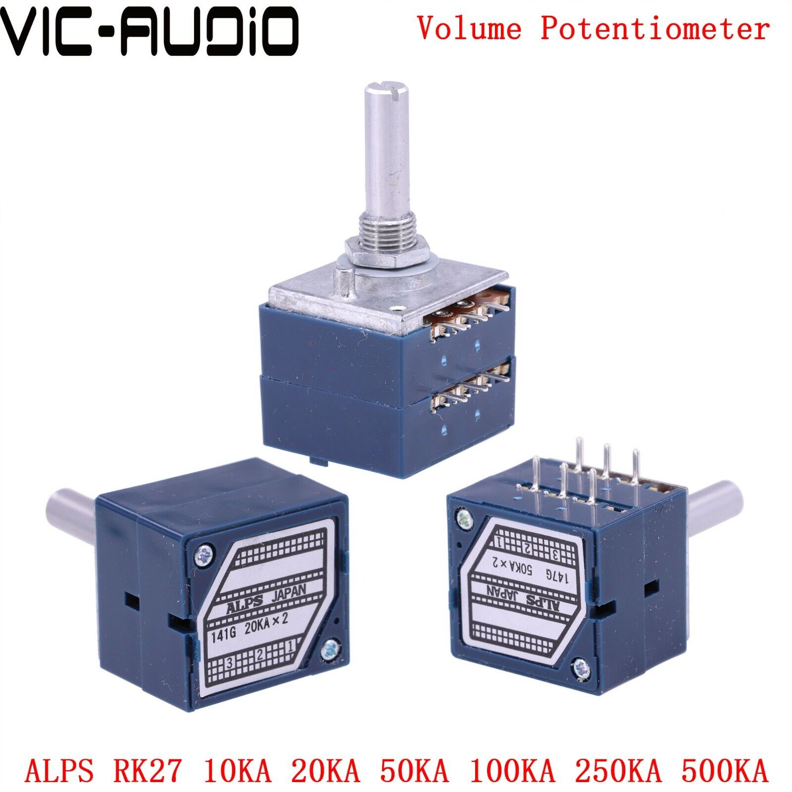 Japan ALPS RK27 10K 20K 50K 100K Volume LOG Stereo Japan ALPS RK27 10K 20K 50K 100K Volume LOG Stereo