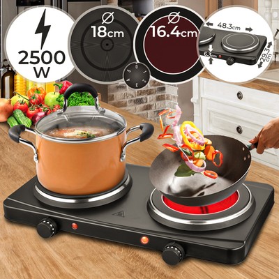 Infrarot Doppel Kochplatte 18 und 16 cm 2500 W Herdplatte Kochfeld Heizplatte