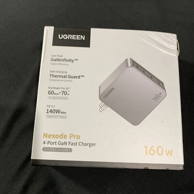 UGREEN Nexode Pro 160W USB C Charger, 4-Port PD 3.1 GaN Compact Gray