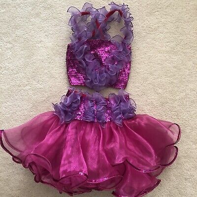 Custom Jazz Tap Musical Theater Solo Dance Costume Size M 7/8 Girls Pink Sequin