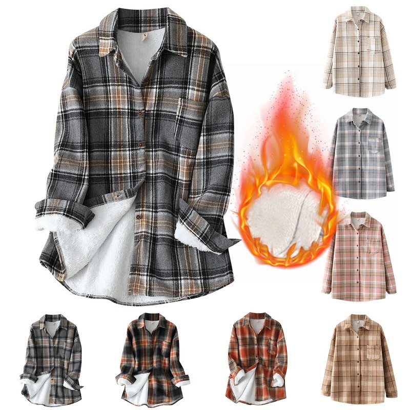 Quilted Lined Flannel Plaid Fleece Shirt
