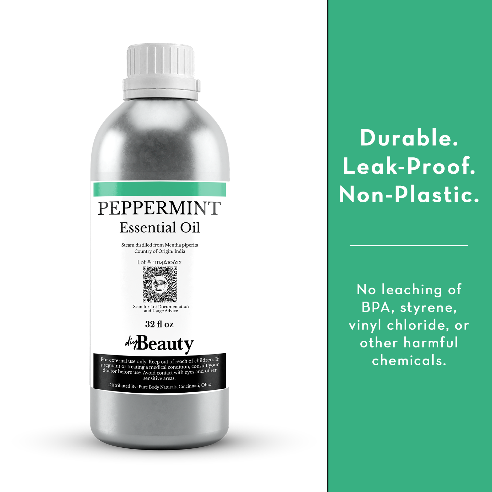 Bulk Peppermint Essential Oil - Large Wholesale Size - 100% Pure and Undiluted