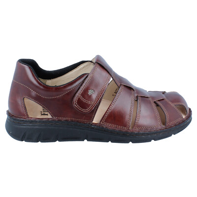 Pre-owned Finn Comfort Mens Sandals Copan-s Casual Hook And Loop Slip On Leather In Chocolate