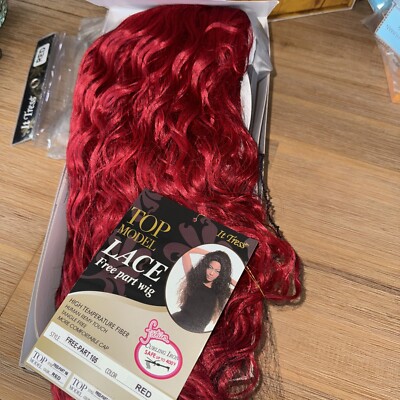Top Model Lace Free Part Wig Curling Iron Safe Red IT TRESS