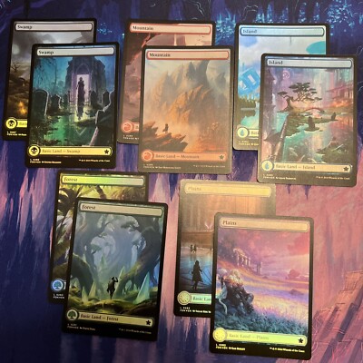 FOIL Full Art Basic Land Complete Set Foundations FDN MTG 10x Unplayed New Mint