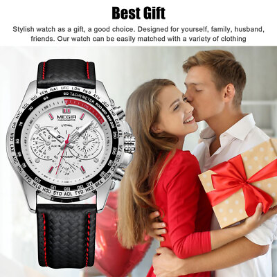 Waterproof MEGIR Men's Stainless Steel Analog Sports Quartz Military Wrist Watch