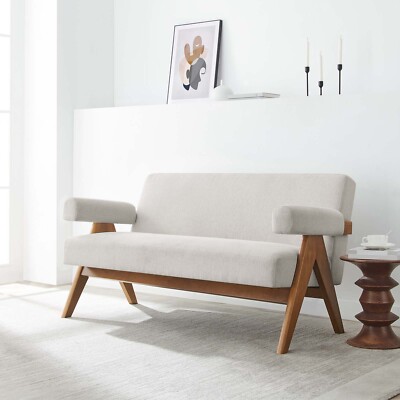 Modway Lyra Fabric Loveseat in Ivory Fabric