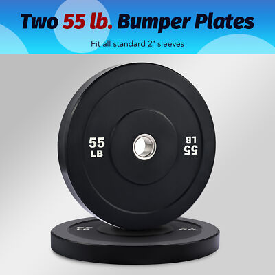 55lb Weight Plates 2'' Olympic Bumper Plates for Pro School or Home Gyms Set of 2