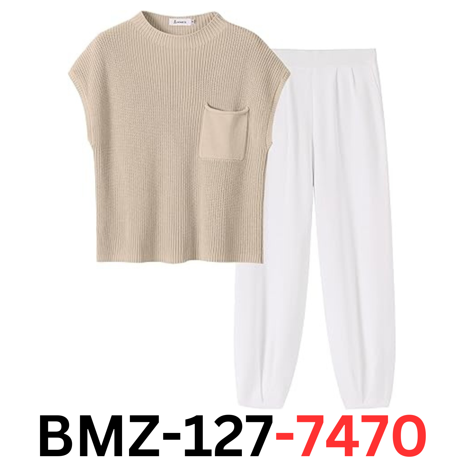ANRABESS Women Two Piece Outfits Knit Sweater Pullover Crop Top & Pants Set, XL