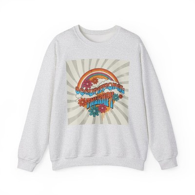 Retro Rainbow Flower Therapy Sweatshirt | 70s Hippie Vibes