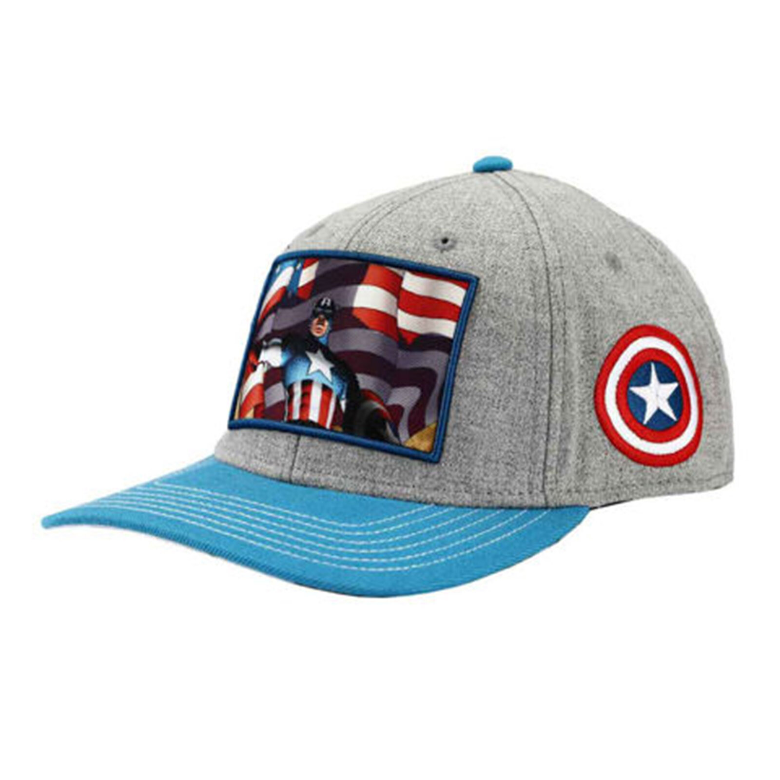 Биом Мир Марвел Капитан Америка Нашивка с флагом Elite Flex Snapback Hat НОВАЯ