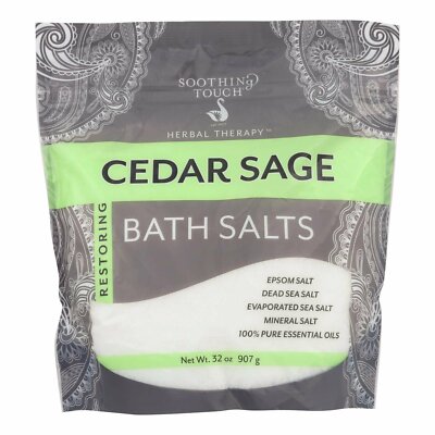Soothing Touch Restoring Cedar Sage Bath Pure Epsom Salts Herbal Therapy 32 oz