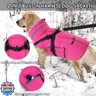PETDSH Dog Coat Large, Built-in Harness Dog Jacket with Warm Fleece Lining, Waterproof Reflective Dogs Winter Coat, Pet Coats with Pocket and Trash Bags (Pink, XX-Large)