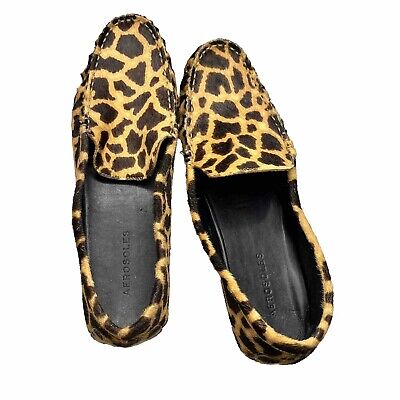 AEROSOLES Womens Brown Leopard Print Wesley Slip On Leather Loafers 8.5